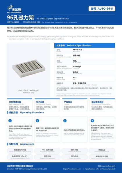 AUTO-96-5 96-Well Magnetic Separation Rack product flyer
