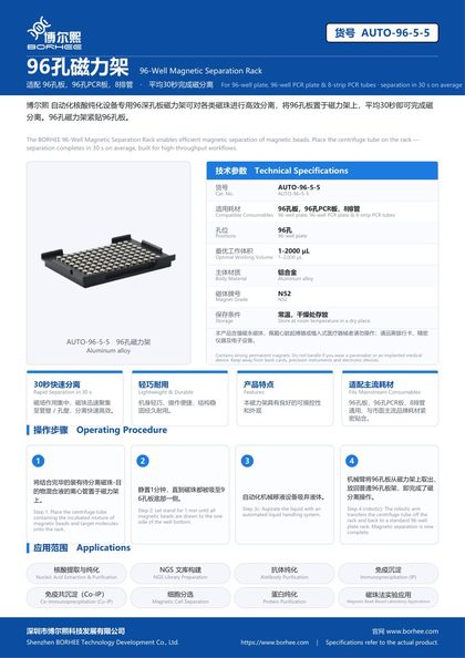 AUTO-96-5-5 96-Well Magnetic Separation Rack product flyer