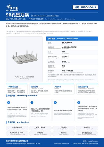 AUTO-96-6-A 96-Well Magnetic Separation Rack product flyer