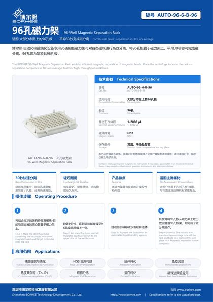 AUTO-96-6-B-96 96-Well Magnetic Separation Rack product flyer