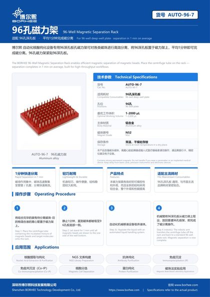 AUTO-96-7 96-Well Magnetic Separation Rack product flyer