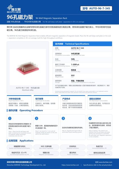 AUTO-96-7-345 96-Well Magnetic Separation Rack product flyer