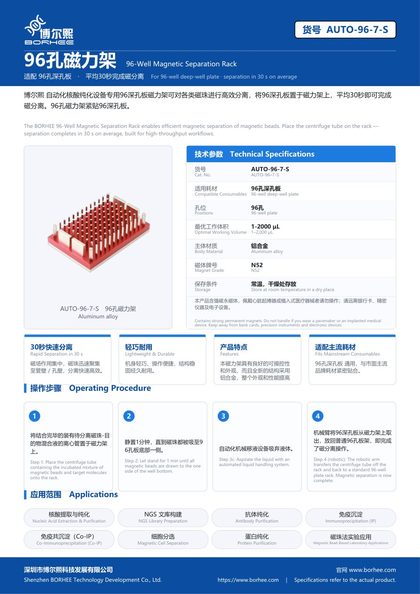 AUTO-96-7-S 96-Well Magnetic Separation Rack product flyer