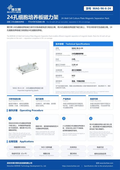 MAG-96-6-24 24-Well Cell Culture Plate Magnetic Separation Rack product flyer