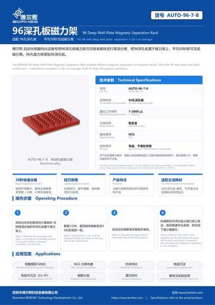AUTO-96-7-8 96 Deep-Well Plate Magnetic Separation Rack product flyer