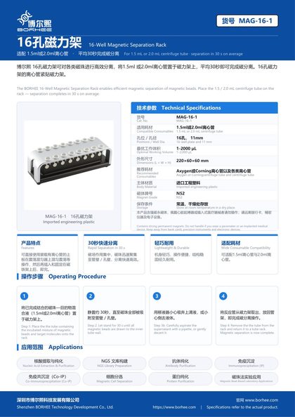 MAG-16-1 16-Well Magnetic Separation Rack product flyer